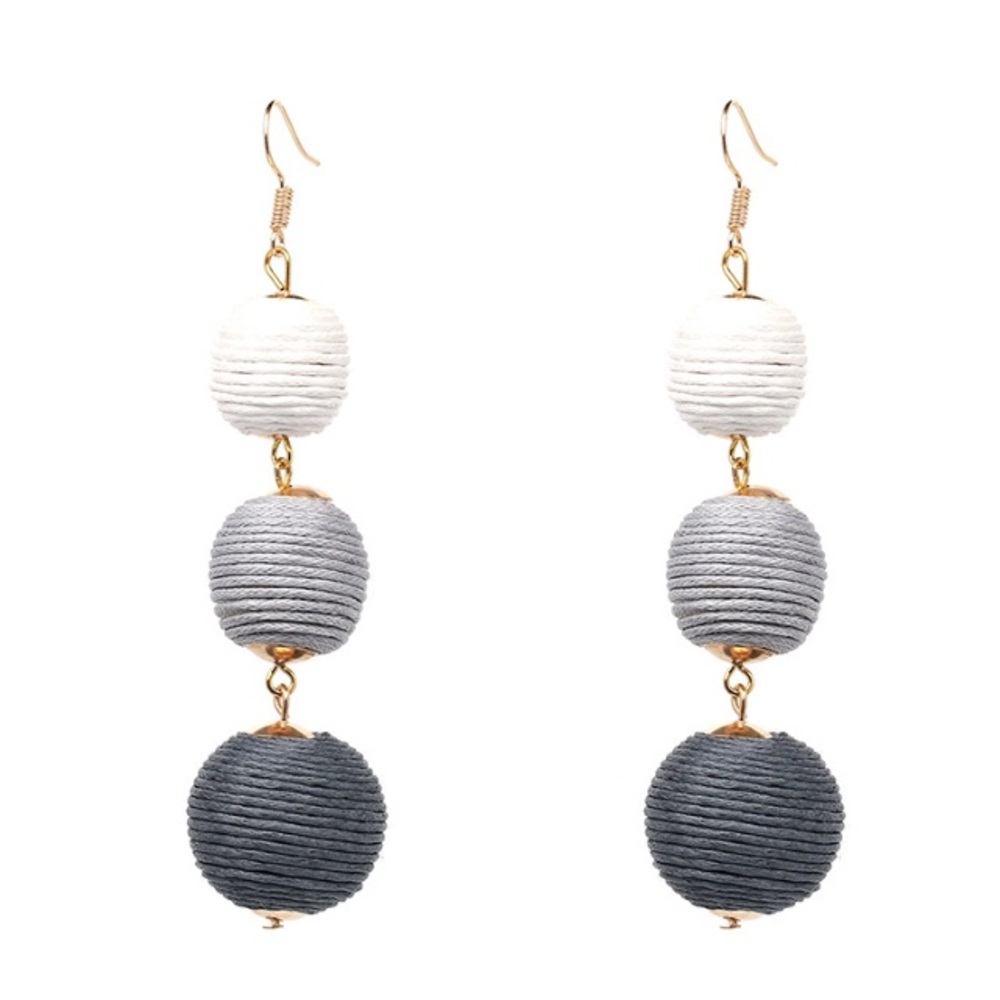 🆕 Monochromatic Gray Ball Drop Earrings